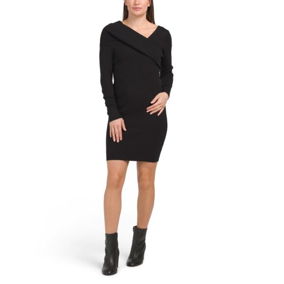LINE & DOT Black Sylvie Sweater Mini Dress - Picture 1 of 2
